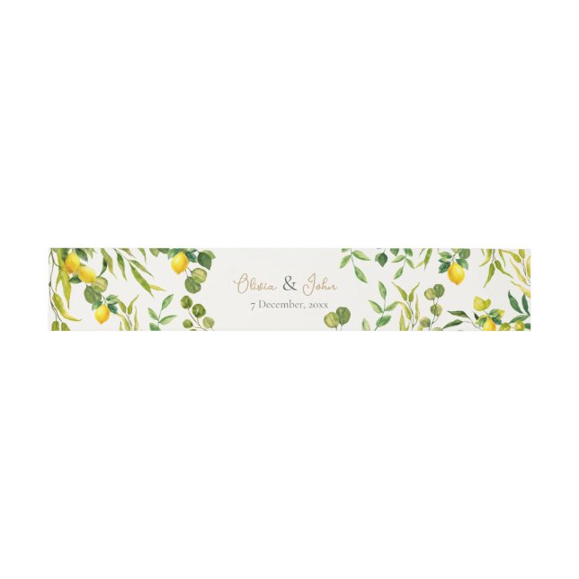 Watercolor Lemon Wedding Invitation Belly Band (Flat)