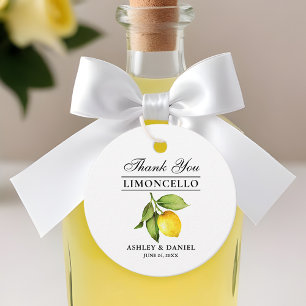 Watercolor Lemon Wedding Limoncello Round Tags