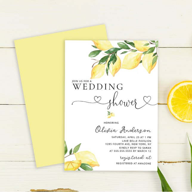 Watercolor Lemon Wedding Shower Invitation (Creator Uploaded)