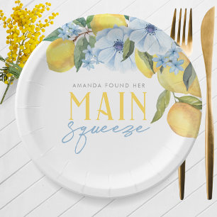 Watercolor Lemon White Main Squeeze Personalised Paper Plate