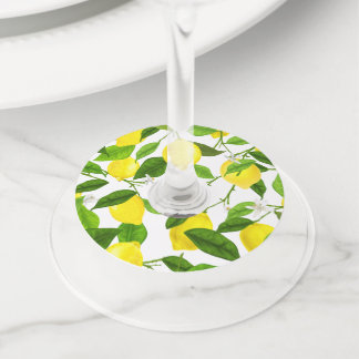 Watercolor Lemon Wine Glass Tag