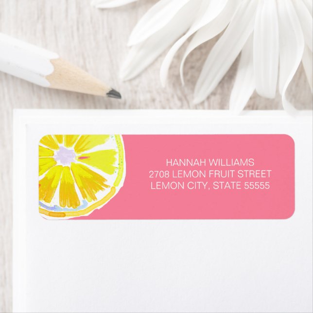 Watercolor Lemon with Pink Background (Insitu)