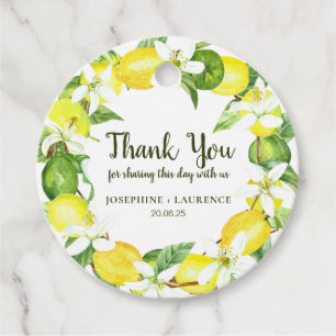Watercolor Lemon Wreath Favour Tags