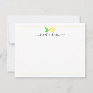 Watercolor Lemon Yellow Border Personalized Card