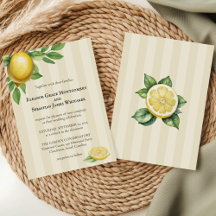 Watercolor Lemon Yellow Citrus Rustic Wedding