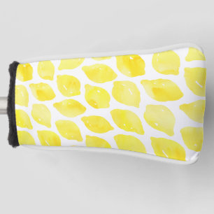 Watercolor Lemon Yellow White Summer Pattern Golf Head Cover