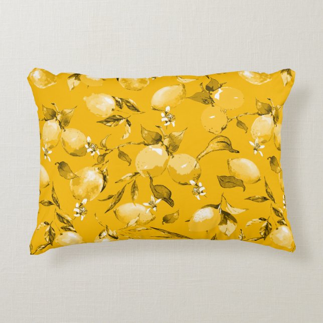 Watercolor lemons 10 decorative cushion (Front)