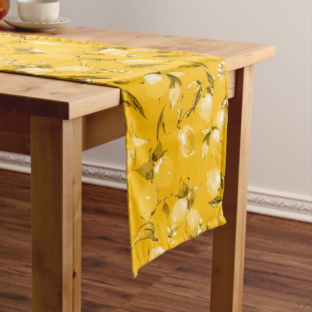 Watercolor lemons 10 medium table runner (In Situ)