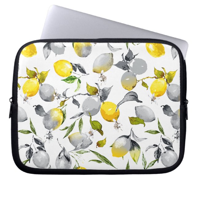 Watercolor lemons 14 laptop sleeve (Front)