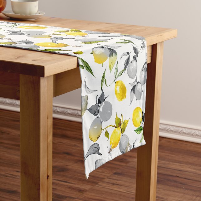 Watercolor lemons 14 medium table runner (In Situ)