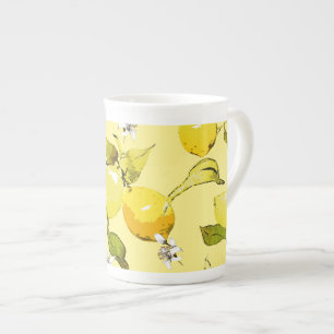 Watercolor lemons 15 bone china mug