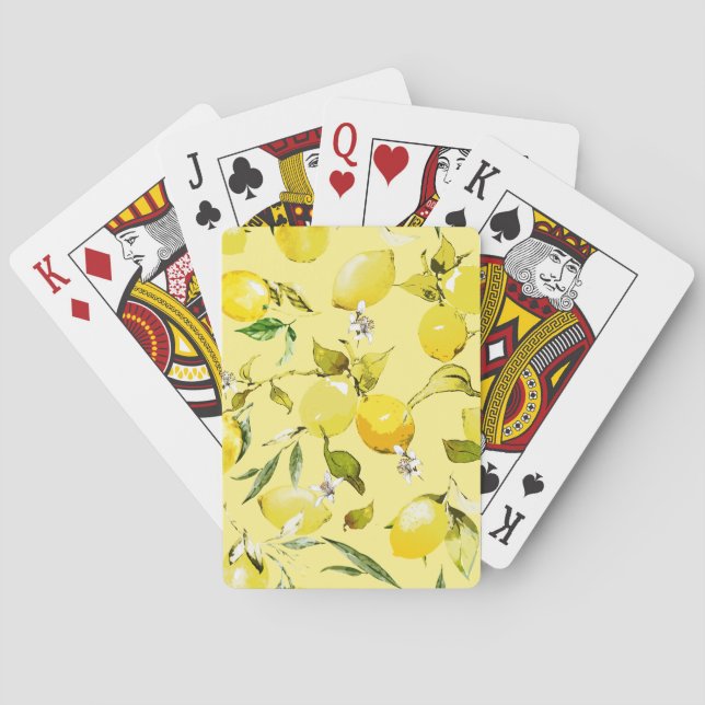 Watercolor lemons 15 playing cards (Back)