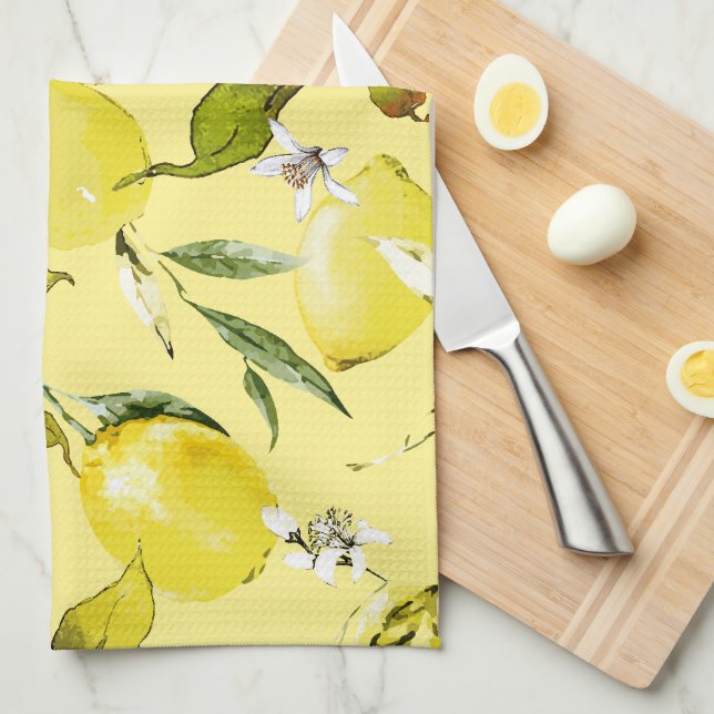 Watercolor lemons 15 tea towel (Quarter Fold)