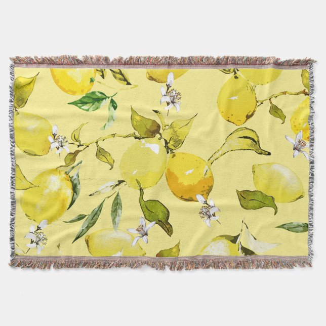 Watercolor lemons 15 throw blanket (Front)