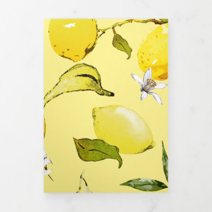 Watercolor lemons 15 Tri-Fold holiday card