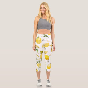 Watercolor lemons 17 capri leggings