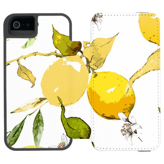 Watercolor lemons 17 incipio iPhone wallet case (Folio Open)