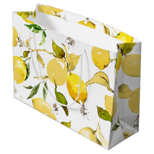 Watercolor lemons 17 large gift bag