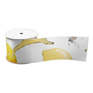 Watercolor lemons 17 satin ribbon