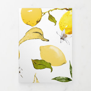 Watercolor lemons 17 Tri-Fold holiday card