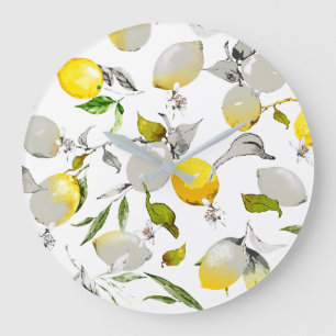 Watercolor lemons 20 large clock