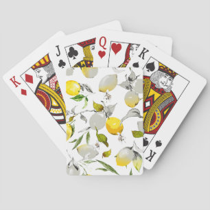 Watercolor lemons 20 playing cards