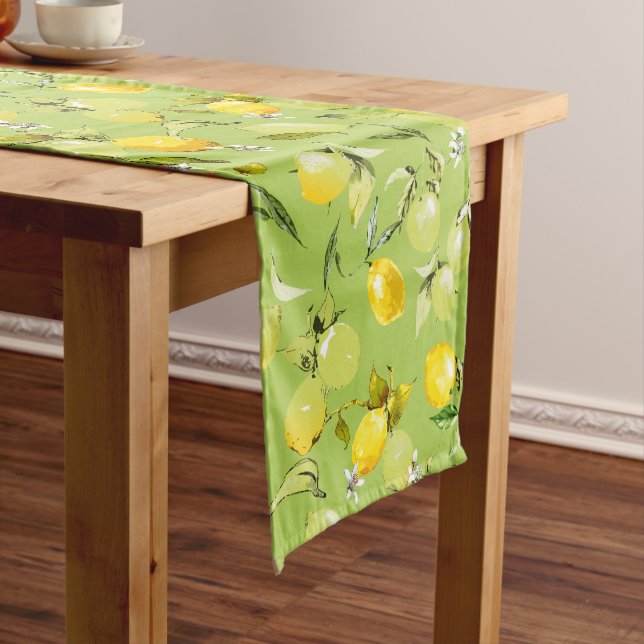 Watercolor lemons 22 medium table runner (In Situ)