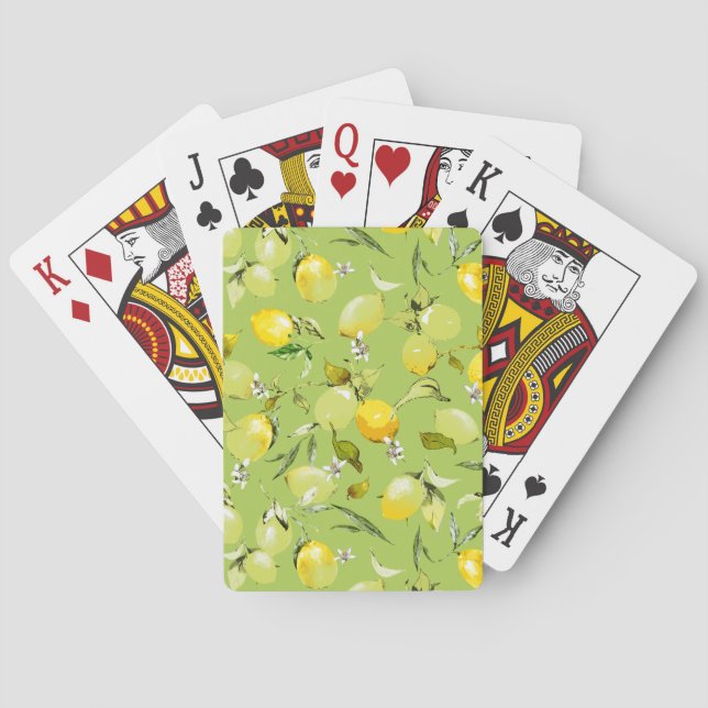 Watercolor lemons 22 playing cards (Back)