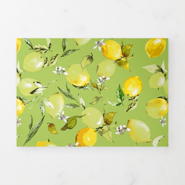 Watercolor lemons 22 Tri-Fold invitation (Cover)