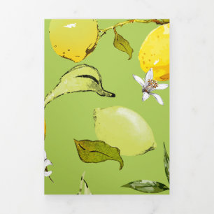 Watercolor lemons 23 Tri-Fold holiday card