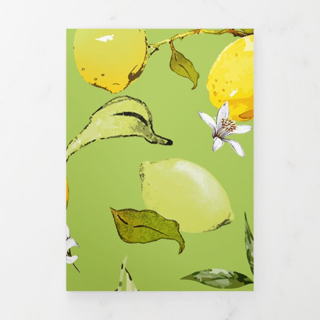 Watercolor lemons 23 Tri-Fold holiday card (Cover)