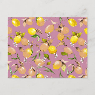 Watercolor lemons 25 announcement postcard
