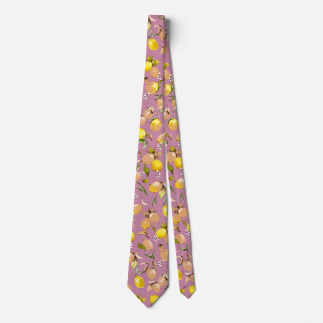 Watercolor lemons 25 tie (Front)