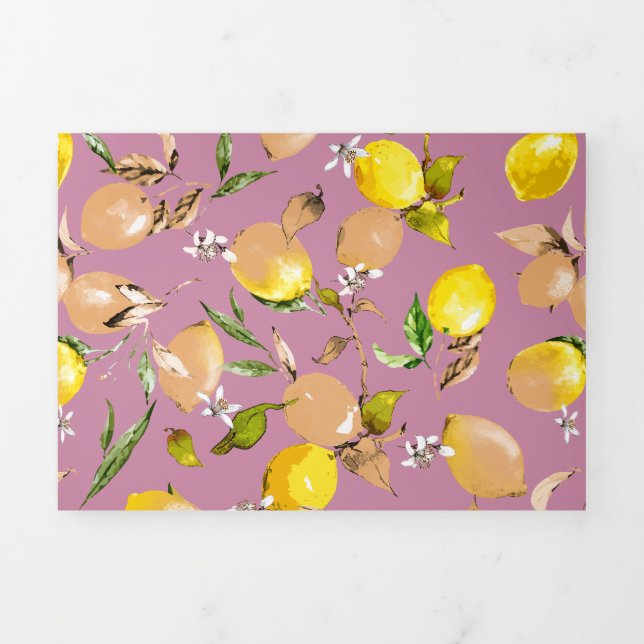 Watercolor lemons 25 Tri-Fold announcement (Cover)