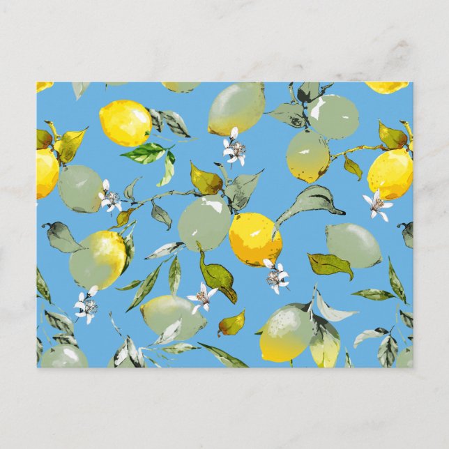 Watercolor lemons 27 invitation postcard (Front)