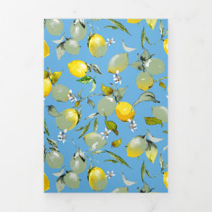 Watercolor lemons 27 Tri-Fold invitation