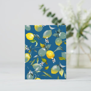 Watercolor lemons 28 announcement postcard