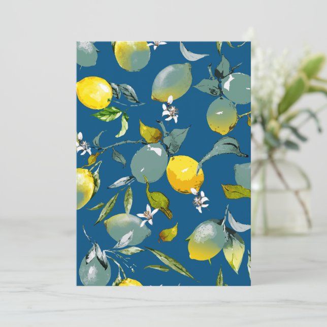 Watercolor lemons 28 card (Standing Front)