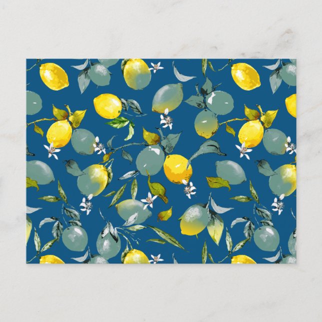 Watercolor lemons 29 announcement postcard (Front)