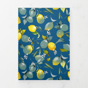 Watercolor lemons 29 Tri-Fold invitation