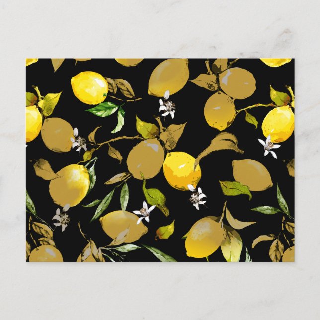 Watercolor lemons 30 invitation postcard (Front)