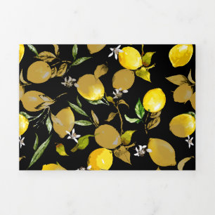 Watercolor lemons 30 Tri-Fold announcement