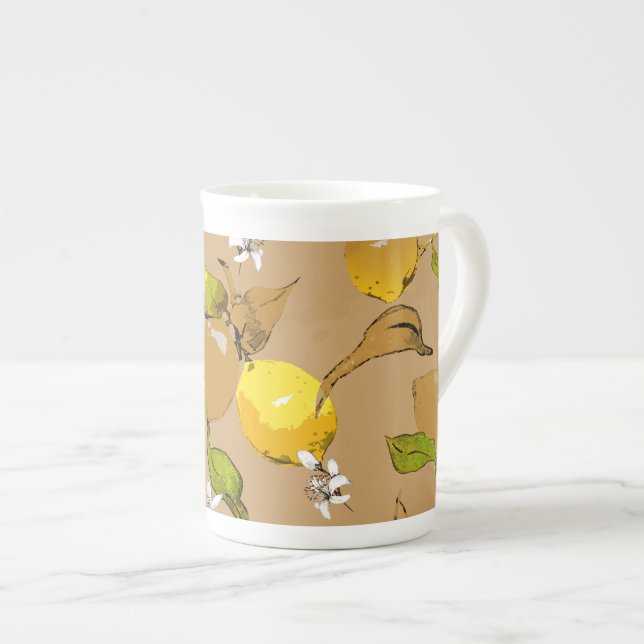 Watercolor lemons 33 bone china mug (Front Right)