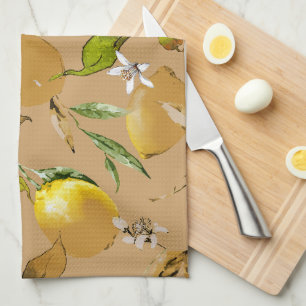 Watercolor lemons 33 tea towel