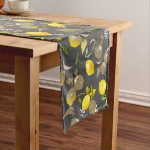 Watercolor lemons 34 medium table runner
