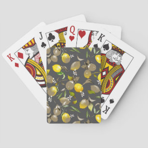Watercolor lemons 34 playing cards