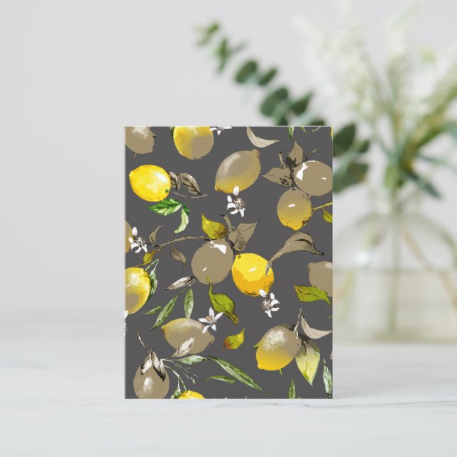 Watercolor lemons 35 holiday postcard (Standing Front)