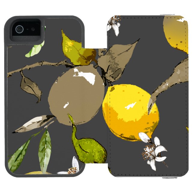 Watercolor lemons 35 incipio iPhone wallet case (Folio Open)