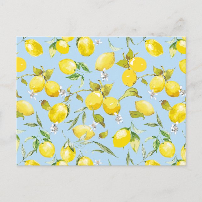 Watercolor lemons 4 holiday postcard (Front)
