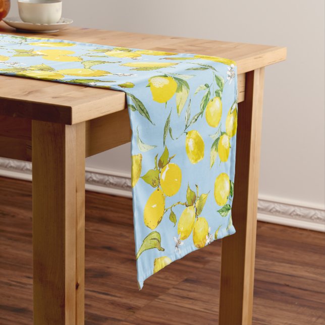 Watercolor lemons 4 medium table runner (In Situ)